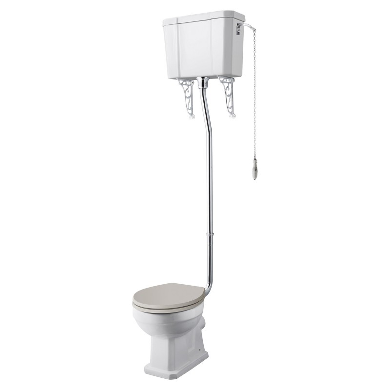 Richmond 465mm (w) x 2140mm (h) High Level Traditional Toilet Inc Flush Pipe Kit & Cistern (Seat Not Included)