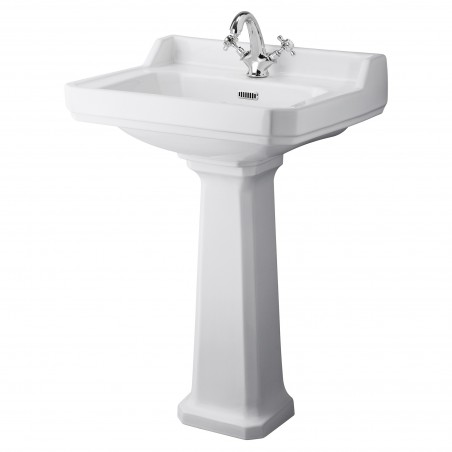 Richmond 595mm Basin with 1 Tap Hole and Comfort Height Pedestal