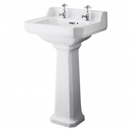 Richmond 500mm Basin with 2 Tap Holes and Comfort Height Pedestal