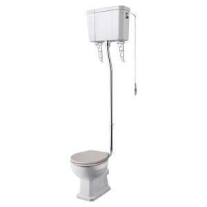 Richmond Comfort Height 465mm (w) x 2196mm (h) High Level Traditional Toilet Inc Flush Pipe Kit & Cistern (Seat Not Included)