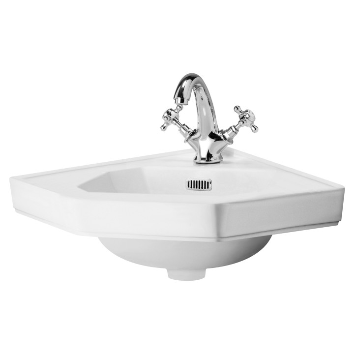 Richmond 600mm (w) x 190mm (h) x 450mm (d) Corner Basin With (1 Tap Hole)