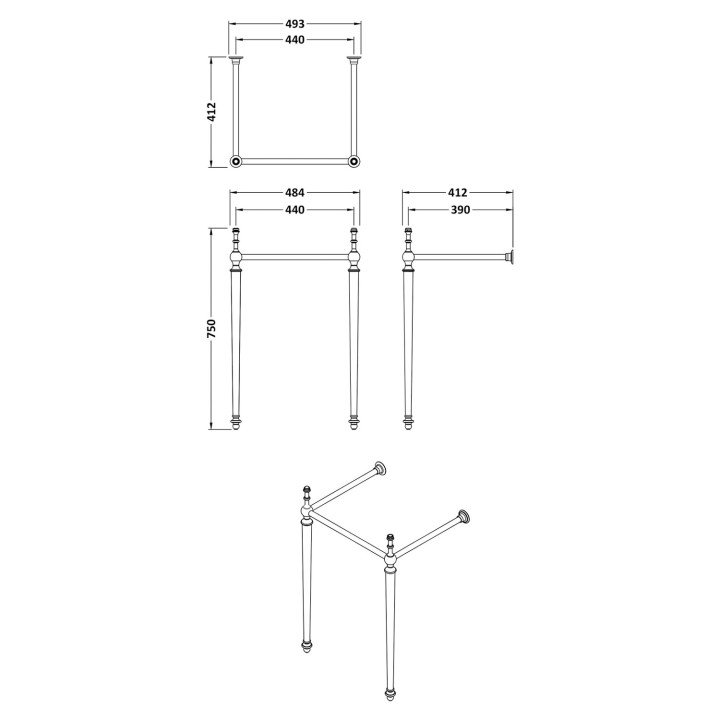 Richmond Basin Stand - Technical Drawing