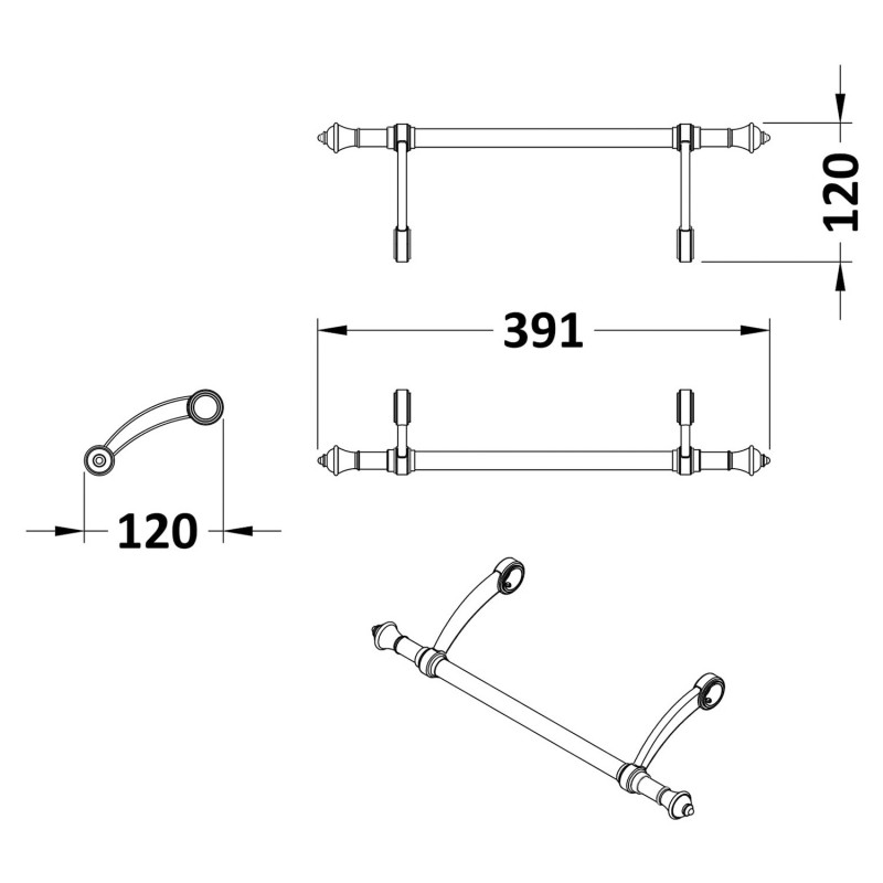 Richmond Towel Rail - Technical Drawing