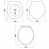 Chancery 374mm (w) x 460mm (L) x 60mm (h) Traditional Soft Close Toilet Seat - Technical Drawing