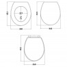 Richmond 350mm (w) x 450mm (L) x 60mm (h) Traditional Toilet Seat - Technical Drawing