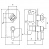 Topaz Black Twin Concealed Shower Valve with Diverter - Technical Drawing