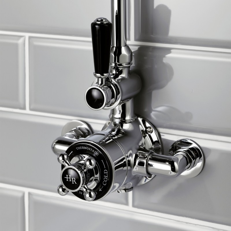 Topaz Black Twin Exposed Shower Valve - Insitu