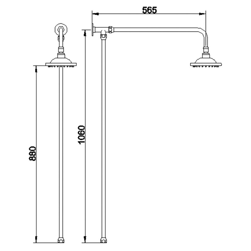 Traditional Chrome Rigid Riser Kit - Technical Drawing