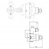 Topaz Chrome Thermostatic Twin Exposed Valve - Technical Drawing