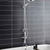 Chrome "Topaz" Triple Exposed Shower Column Valve Riser Kit Rainfall Shower Head Hand Shower & Spout - Insitu
