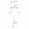 Topaz Black Crosshead Bath Shower Mixer With Shower Kit Dome Collar - Technical Drawing