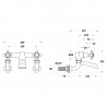 Black Crosshead Dome Wall Mounted Bath Filler - Technical Drawing