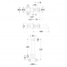 Wall Mount 3 Tap Hole Cross Head Hex Collar Hot & Cold Basin Taps - Technical Drawing