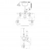 Topaz Black Lever Bath Shower Mixer - Technical Drawing