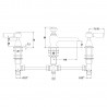 Topaz Black Ceramic Lever 3 Tap Hole Basin Mixer - Technical Drawing