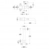 Wall Mount 3 Tap Hole Black Ceramic Lever Hot & Cold Taps - Technical Drawing