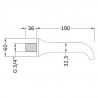 Chrome Wall Mounted Bath Spout - Technical Drawing
