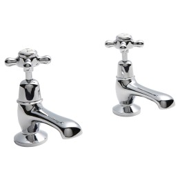 Topaz Cross Head Domed Collar Hot & Cold Basin Taps