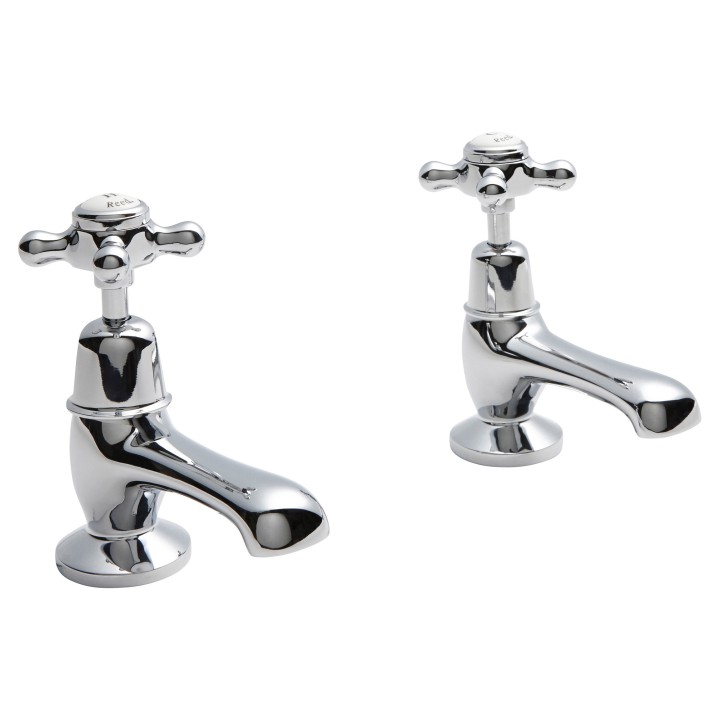 Topaz Cross Head Domed Collar Hot & Cold Basin Taps