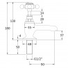 Topaz Cross Head Hex Collar Hot & Cold Basin Taps - Technical Drawing