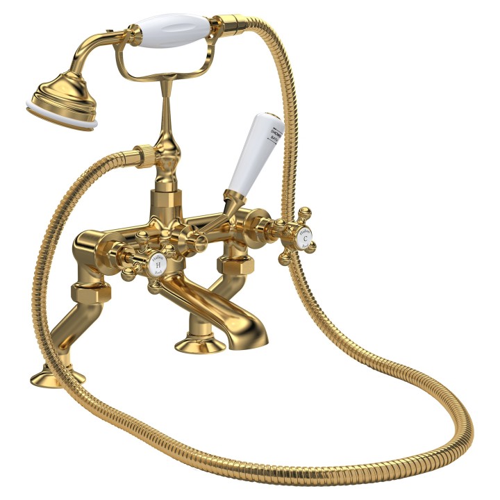 Brushed Brass Deck Mounted Bath Shower Mixer