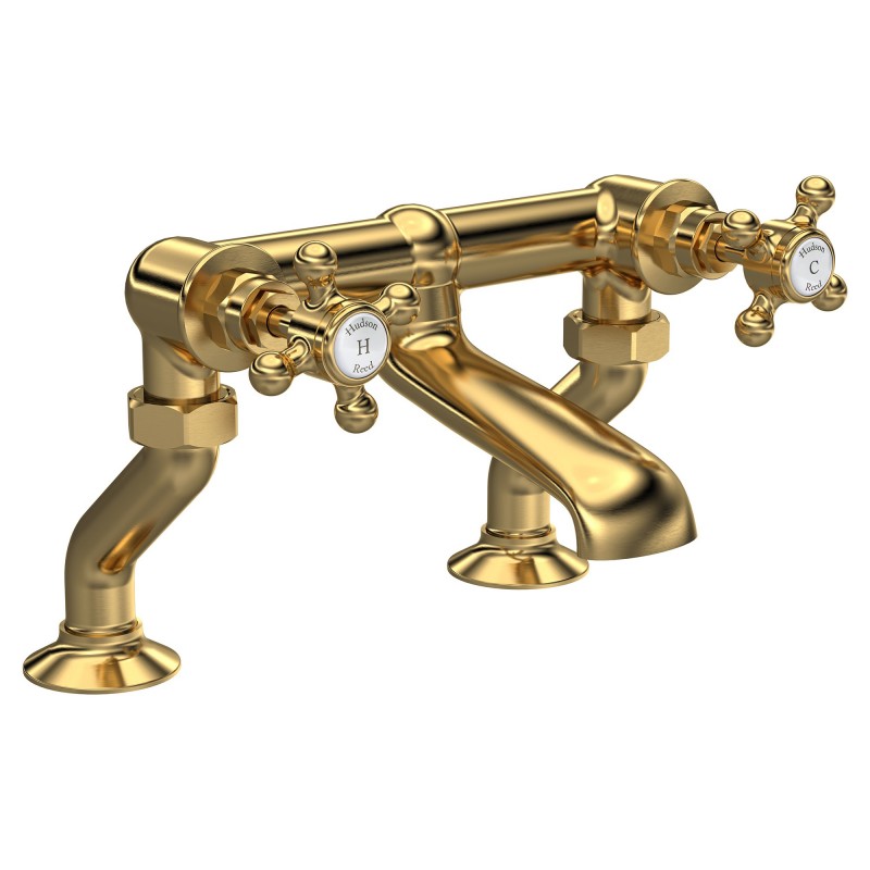 Brushed Brass Deck Mounted Bath Filler