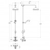 Brushed Brass Wall Mounted Thermostatic Shower Valve & Kit - Technical Drawing