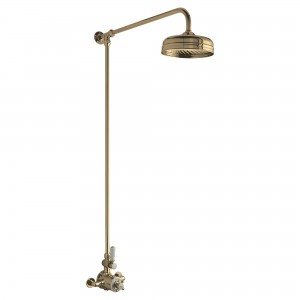 Brushed Brass Wall Mounted Thermostatic Shower Valve & Kit
