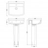 Bliss 520mm(w) x 810mm(h) Basin & Pedestal (1 Tap Hole) - Technical Drawing