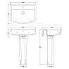 Bliss 600mm(w) x 820mm(h) Basin & Pedestal (1 Tap Hole) - Technical Drawing