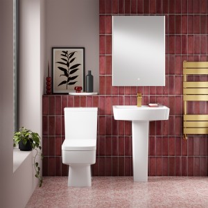 "Bliss" 374mm(w) x 785mm(h) Semi-Flush to Wall Compact Back to Wall Toilet (Optional Seats)