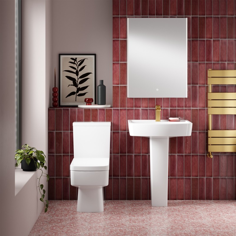 Bliss 374mm(w) x 785mm(h) Semi-Flush to Wall Compact Back to Wall Toilet (Optional Seats) - Insitu