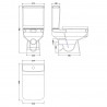 Bliss 374mm(w) x 785mm(h) Semi-Flush to Wall Compact Back to Wall Toilet (Optional Seats) - Technical Drawing