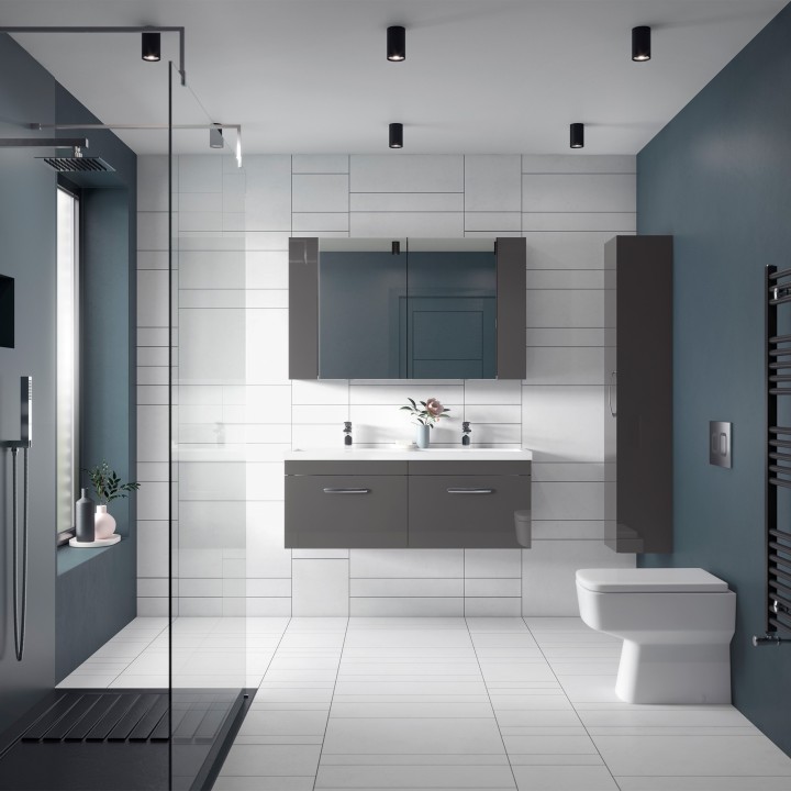 Bliss 350mm(w) x 400mm(h) Square Back to Wall Toilet Pan (Optional Seats) - Insitu