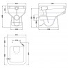 Bliss 350mm(w) x 400mm(h) Square Back to Wall Toilet Pan (Optional Seats) - Technical Drawing
