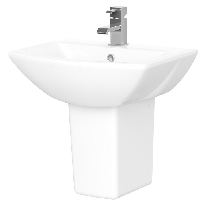 Asselby 500mm(w) x 450mm(h) Basin & Semi Pedestal (1 Tap Hole)