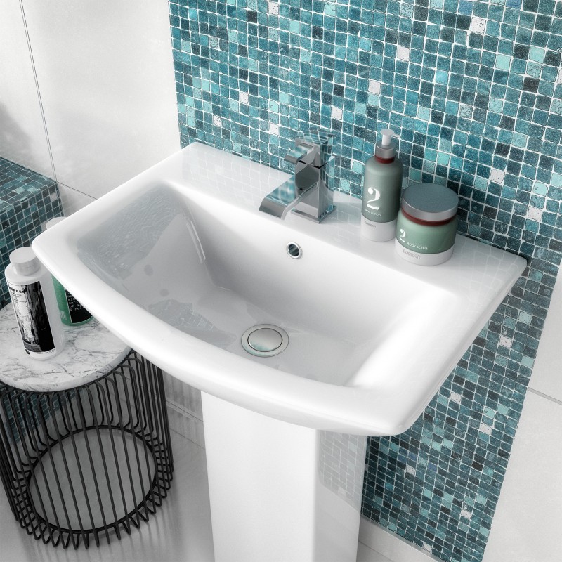 Asselby 600mm(w) x 817mm(h) Basin & Pedestal (1 Tap Hole) - Insitu