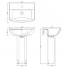 Asselby 600mm(w) x 817mm(h) Basin & Pedestal (1 Tap Hole) - Technical Drawing