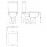 Asselby 410mm(w) x 810mm(h) Close Coupled Toilet (Optional Seat) - Technical Drawing