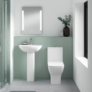 "Ava" 370mm(w) x 790mm(h) Square Rimless Compact Toilet & Cistern (Includes Soft Close Toilet Seat)