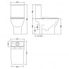 Ava 370mm(w) x 790mm(h) Square Rimless Compact Toilet & Cistern (Includes Soft Close Toilet Seat) - Technical Drawing