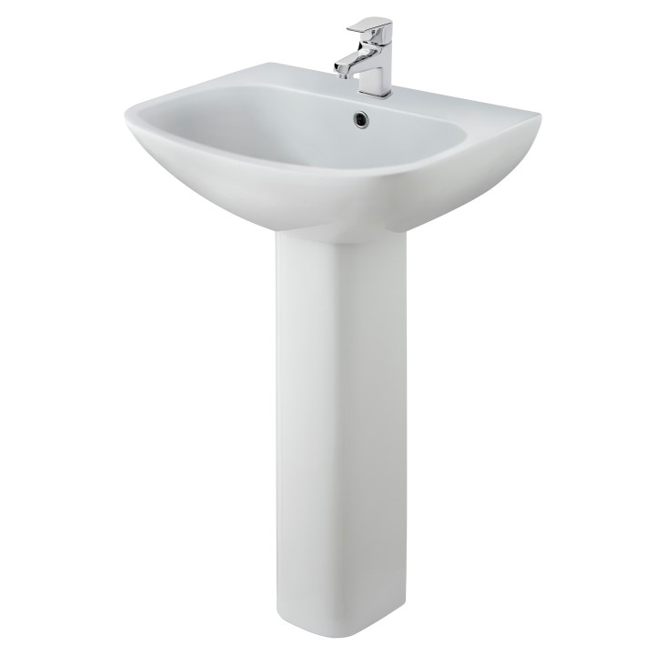 Ava 545mm(w) x 840mm(h) Basin & Pedestal (1 Tap Hole)