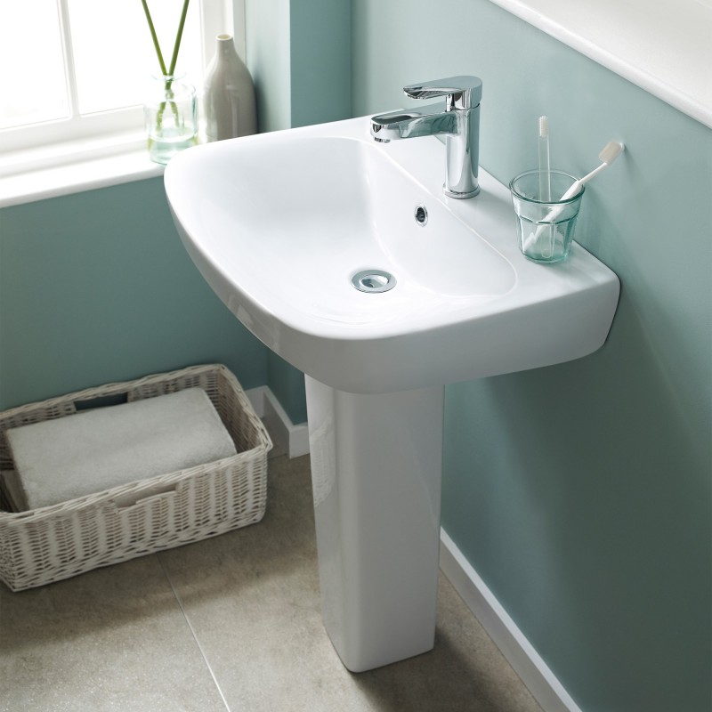 Ava 545mm(w) x 840mm(h) Basin & Pedestal (1 Tap Hole) - Insitu