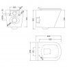 Ava Rimless Wall Hung Toilet Pan & Soft Close Seat - Technical Drawing