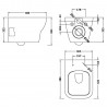 Ava Wall Hung Toilet Pan - Soft Close Seat - Technical Drawing