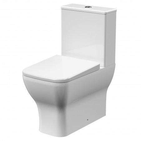 Ava Close Coupled Rimless Toilet Pan with Push Button Cistern - Soft Close Seat