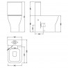 Ava Close Coupled Rimless Toilet Pan with Push Button Cistern - Soft Close Seat - Technical Drawing