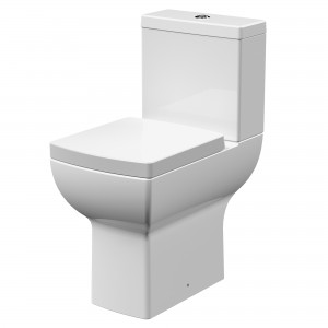 Ava Comfort Height Close Coupled Rimless Toilet Pan with Push Button Cistern - Soft Close Seat