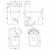Ava Comfort Height Close Coupled Rimless Toilet Pan with Push Button Cistern - Soft Close Seat - Technical Drawing