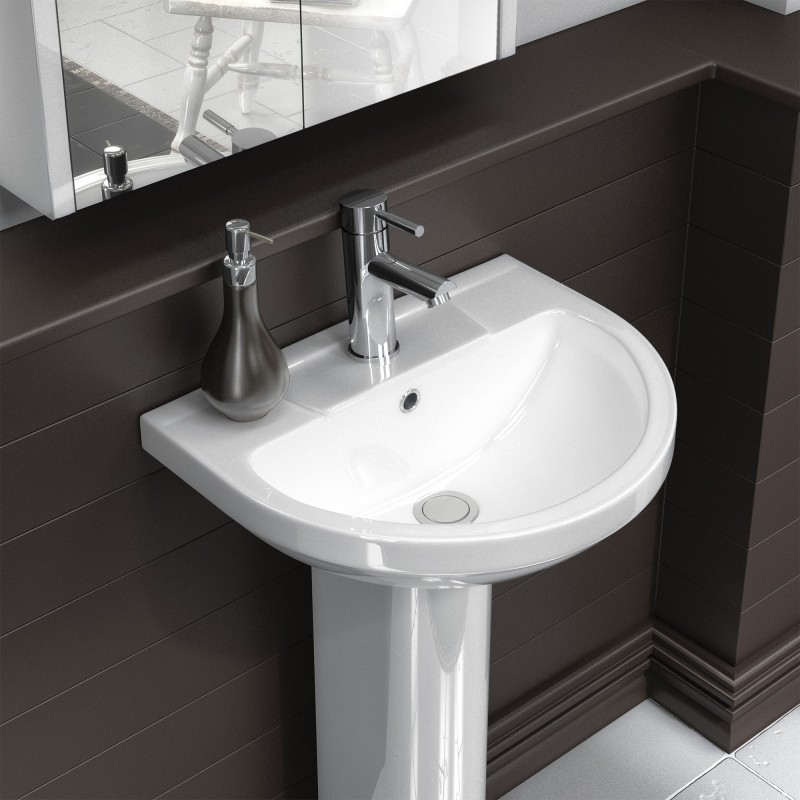 Harmony 500mm(w) x 823mm(h) Basin & Pedestal (1 Tap Hole) - Insitu